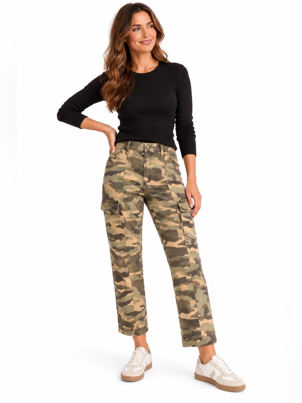 J.Crew Vintage Straight Cargo Pants 31P Camo High Rise Utility